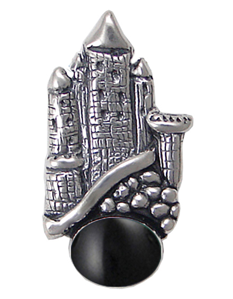Sterling Silver Castle Pendant With the Clouds And Black Onyx